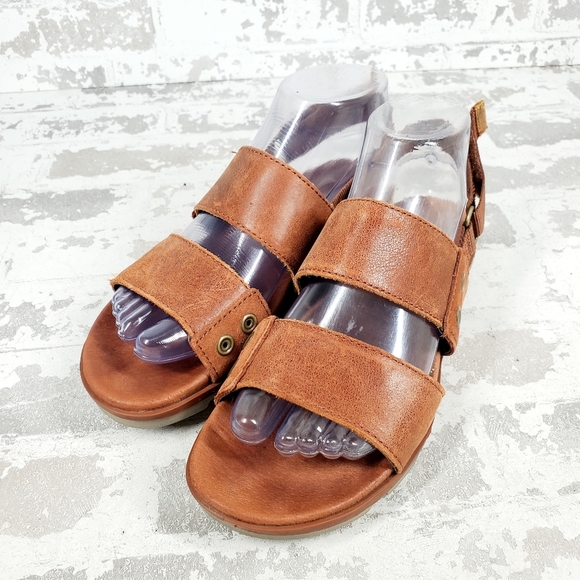 Sorel Women's Brown Leather Strapped Summer Flat Sandals O352 - Picture 2 of 11